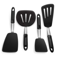 4Piece Silicone Spatula Turner Set Large Spatulas Silicone Heat Resistant Extra Large and Wide Spatulas for Cooking Eggs