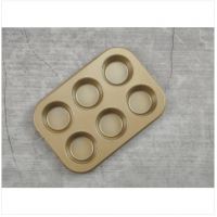 Baking tool round gold 6 with Muffin Pan Egg tart mould not dipping 6 with Baking Pan