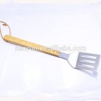 Customized Heat resistance wooden Handle Stainless Steel BBQ Spatula Grill Spatula Kitchen