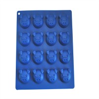 Hot selling little pig head 16 holes food grade silicone ice cube tray