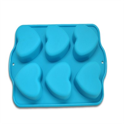 High quality 6 piece heart shape food grade silicone cake mould