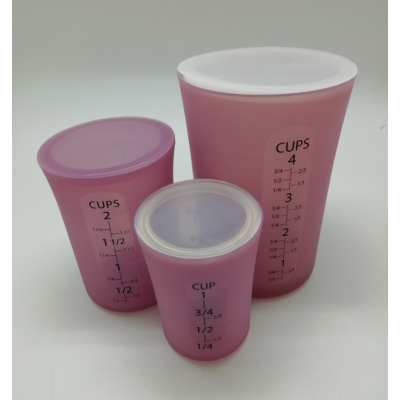 Factory best price custom 1 Cup/2 Cup/4 Cup  silicone measuring cup  Set with lid