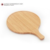 12.5 Inches Premium Natural Large Round Wood Pizza Board Serving Tray Bamboo Pizza Peel