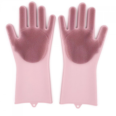 Amazon Hot Sale Dishwashing Cleaning Multipurpose Silicone Gloves With Wash Scrubber & Massage brush