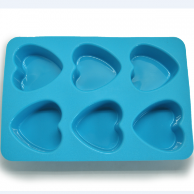 6 Cavities Lovely Heart Shape Sweet Silicone Cake Mold for Cake