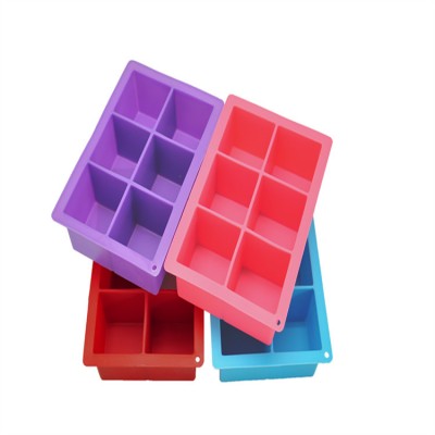 Hot selling small square 6 holes food grade ice cream silicone mold